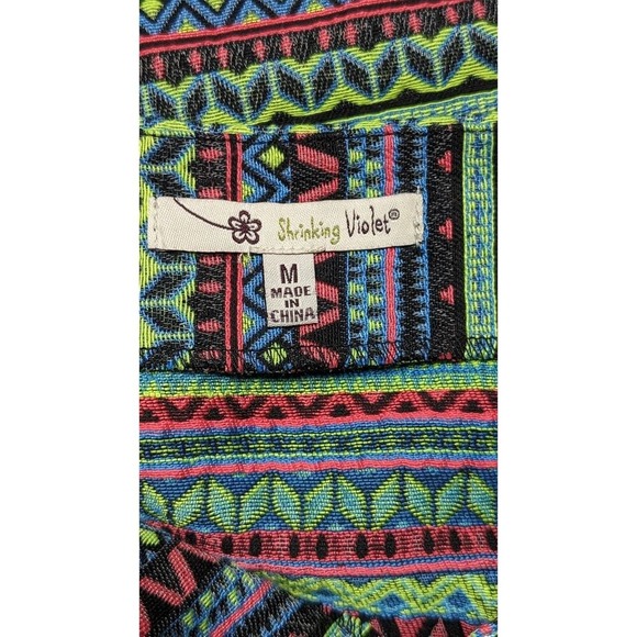 Shrinking Violet Mini Skirt Colorful Geometric Print Festival Cotton Medium - Picture 3 of 4